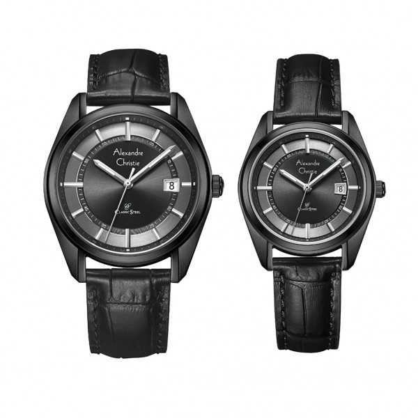 Alexandre Christie AC 8695 Full Black Leather Couple